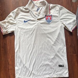 Nike White Polo with Blue Logo and USA Crest